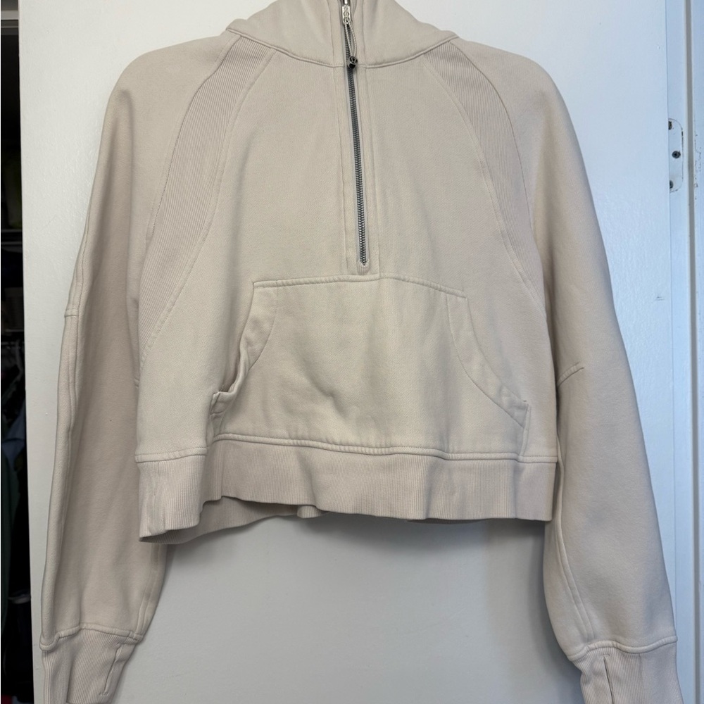 Lululemon Scuba Oversized Half-Zip Hoodie (BONE with SILVER ZIPPER)